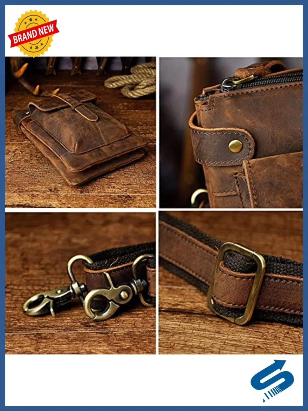Genuine Leather Messenger Shoulder Waist Bag Pack Small Fanny